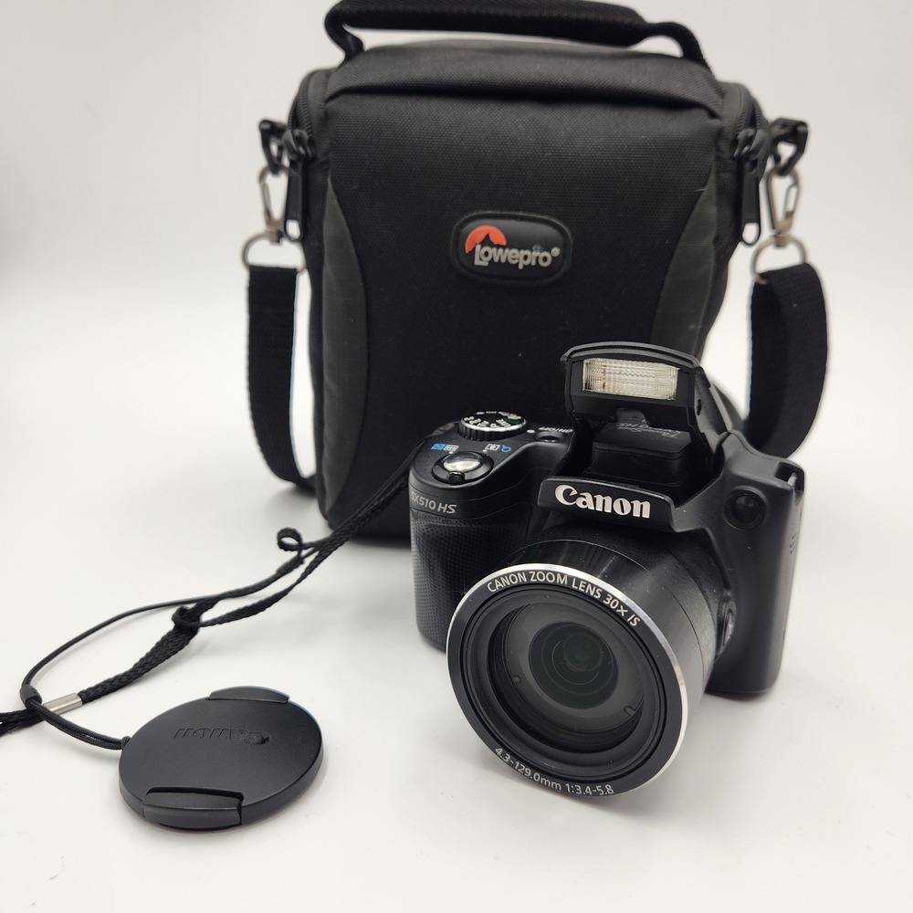 Canon PowerShot SX510 HS 12.1MP Digital Camera 30x Zoom WiFi Black Lowepro Bag